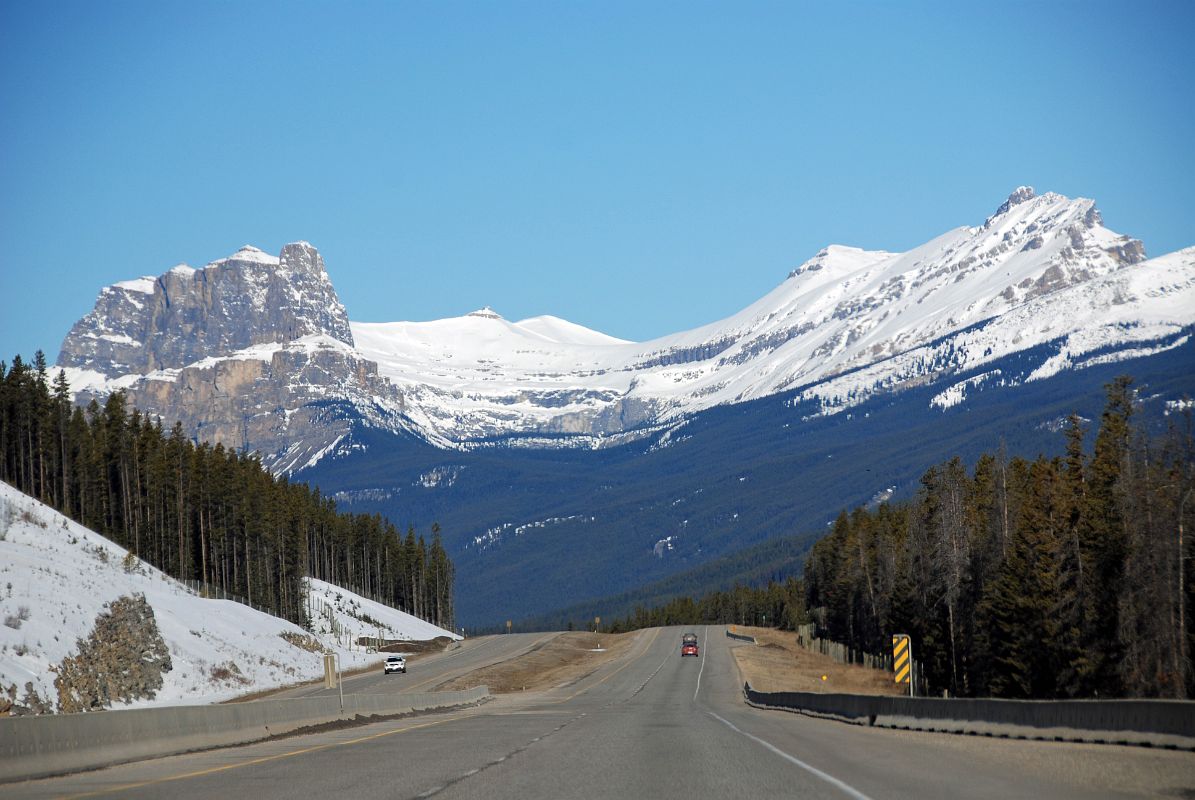 35 Castle Mountain, Stuart Knob, Helena Peak and Helena Ridge Morning From Trans Canada Highway Driving Between Banff And Lake Louise in Winter